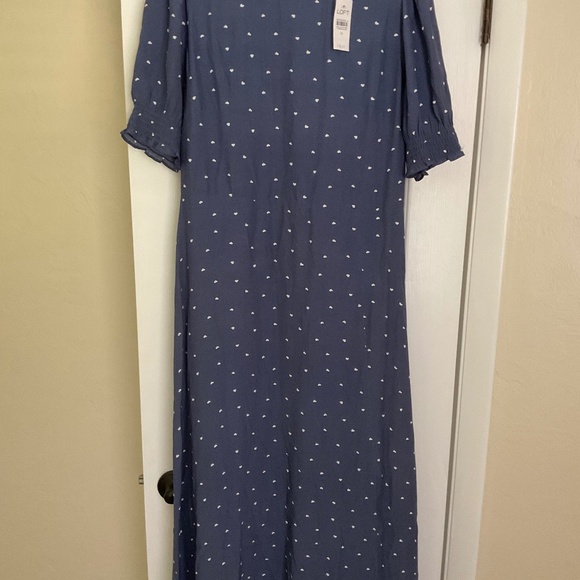 Loft Heart Smocked Cuff Midi Dress NWT size 10 - Picture 5 of 6